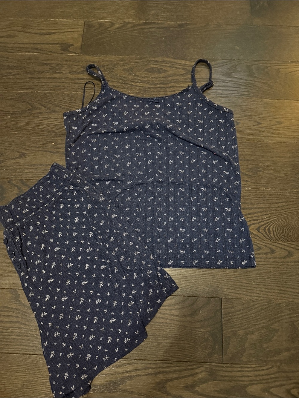 Women's Navy Blue Floral Cami & Shorts Pajama Set